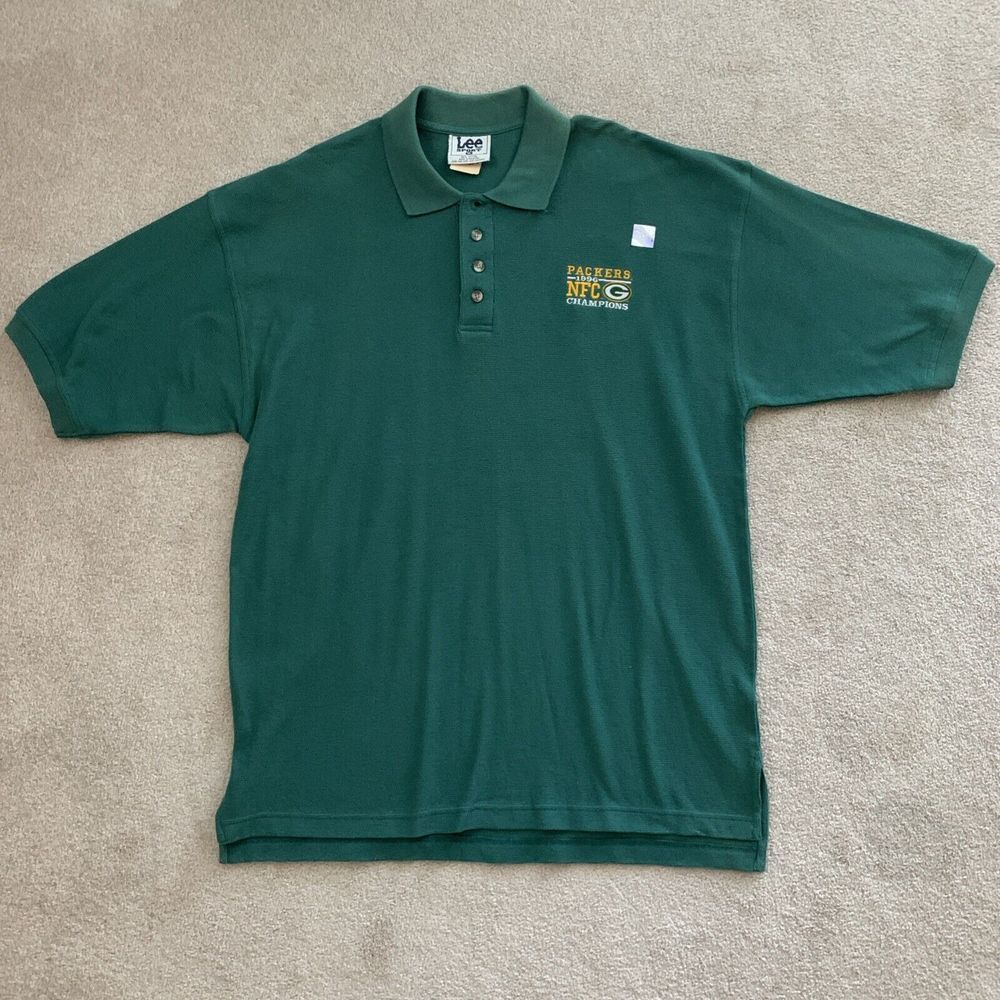 NOS Lee Sport Green Bay Packers 1996 NFC Champions Embroidered Polo Shirt XL‎